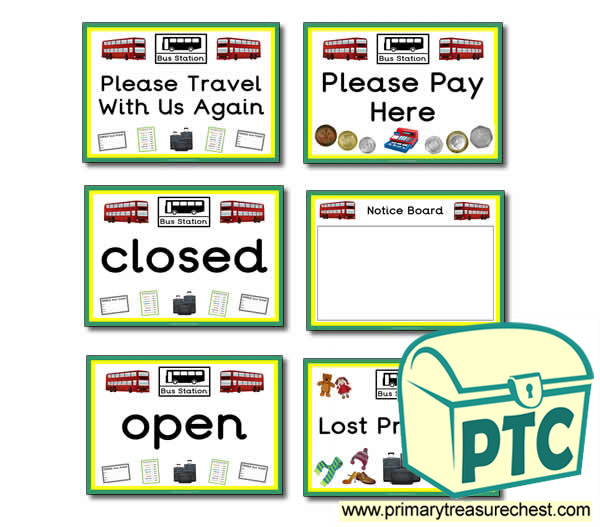 Bus Station Role Play Signs