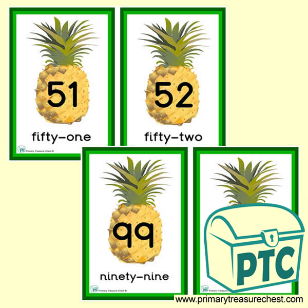 Pineapple Themed Number Line 51 to 100