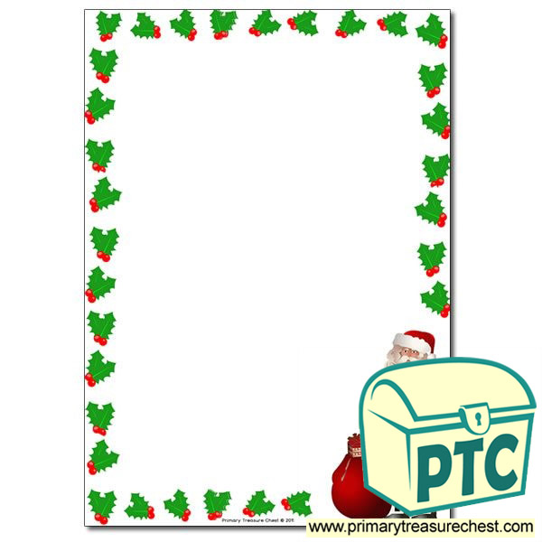 Santa with Holly Page Border / Writing Frame (no lines)
