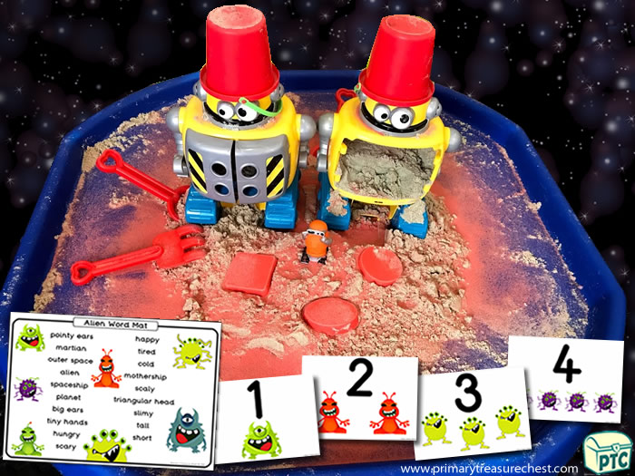 This multi-sensory tuff tray activity is ideal to use with EYFS / KS1 or children with additional learning needs to help celebrate World Space Week (Oct 4-10th), or for any Space topic theme.