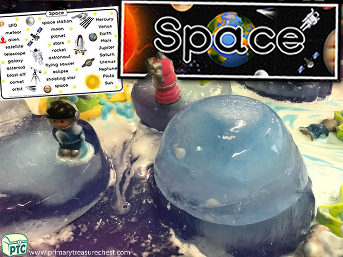 Space Frozen Planet Discovery  -  Role Play Sensory Play - Tuff Tray Ideas Early Years / Nursery / Primary