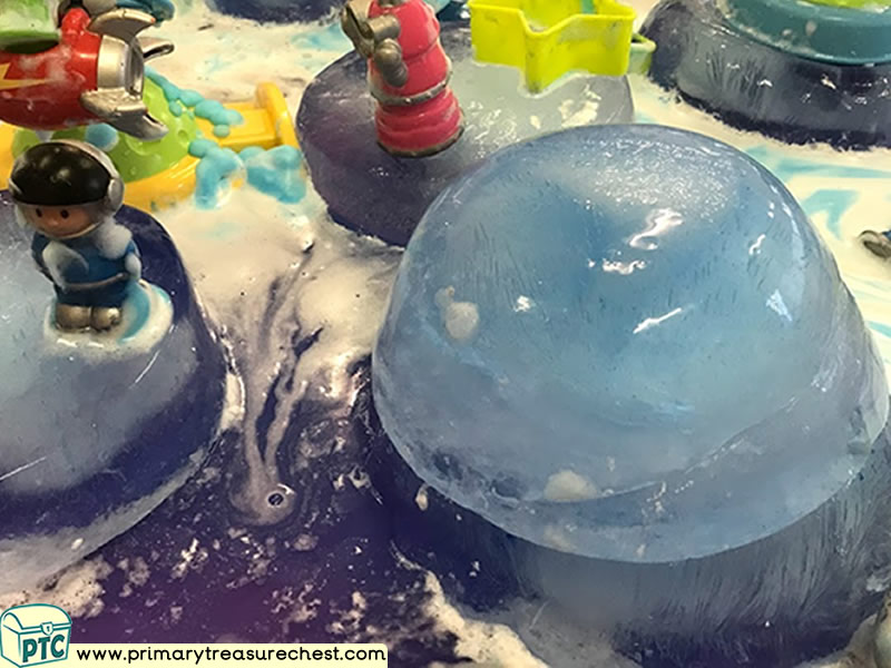 Space - Alien - Robot - Planet - Astronaut Themed Discovery Multi-sensory Ice Tuff Tray Ideas and Activities