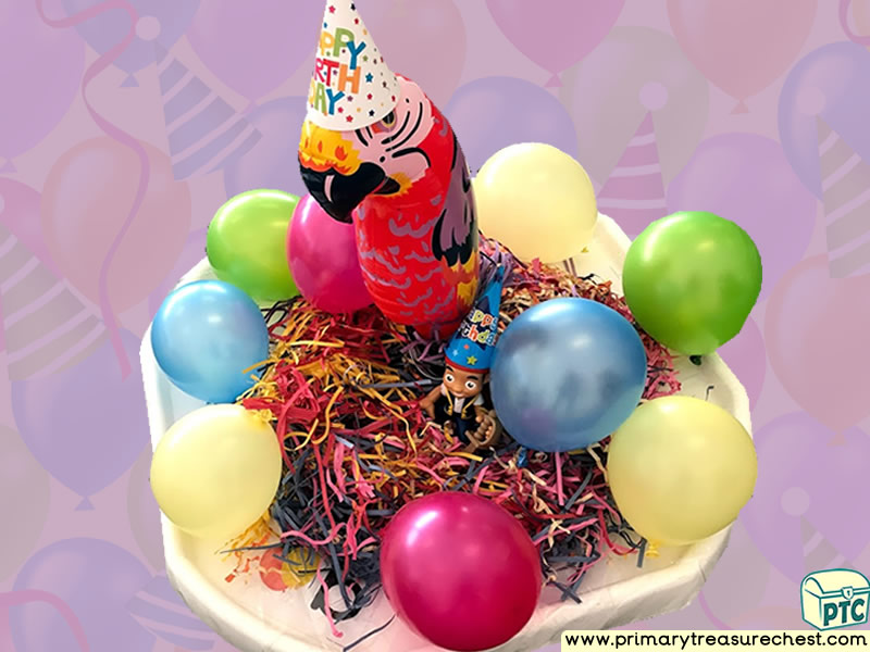 Birthday - Balloons - Jake - Pirate Themed Phonics - Phonic Readiness - Letter Sound - Multi-sensory Shredded Paper Tuff Tray Ideas and Activities
