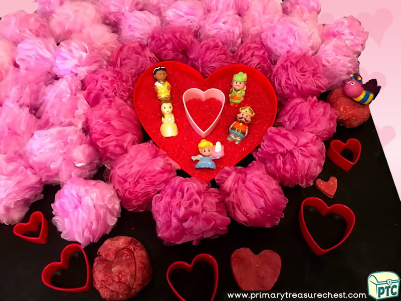 Valentine’s Day - Dydd Santes Dwynwen - Heart Themed Small World Multi-sensory – Sponges Tuff Tray Ideas and Activities