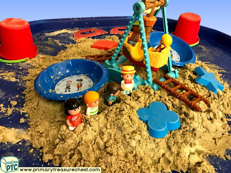 Fairground - Funfair - Fayre - Seaside Themed Sand Multi-sensory Tuff Tray Ideas and Activities