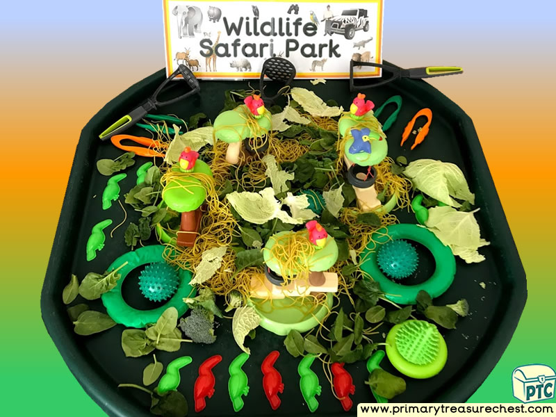 Wildlife Safari Park - Jungle Animal Themed Small World Multi-sensory Tuff Tray Ideas and Activities