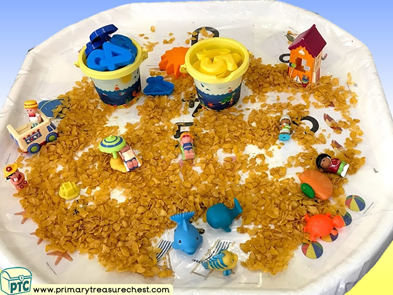 Seaside - Beach Themed Numbers Multi-sensory - Cereals Tuff Tray Ideas and Activities