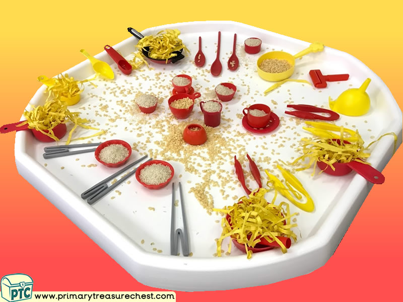 Chinese New Year – Chinese Foods Themed Discovery Multi-sensory - Shredded Paper – Cereals - Rice Tuff Tray Ideas and Activities