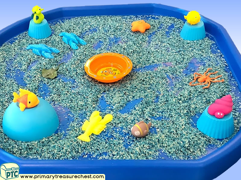 Sea life - Under the Sea Themed Small World - Multi-sensory - Cereal Tuff Tray Ideas and Activities