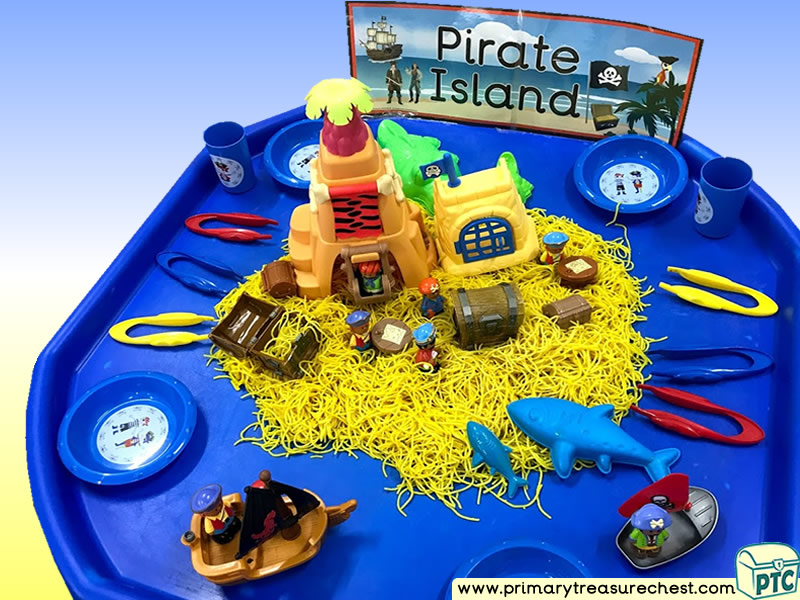 Pirates - Pirate Island Themed Small World Multi-sensory - Spaghetti Tuff Tray Ideas and Activities