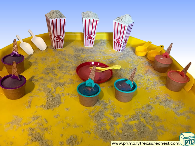 Seaside - Beach - Ice Cream Themed Sand  Multi-sensory Tuff Tray Ideas and Activities