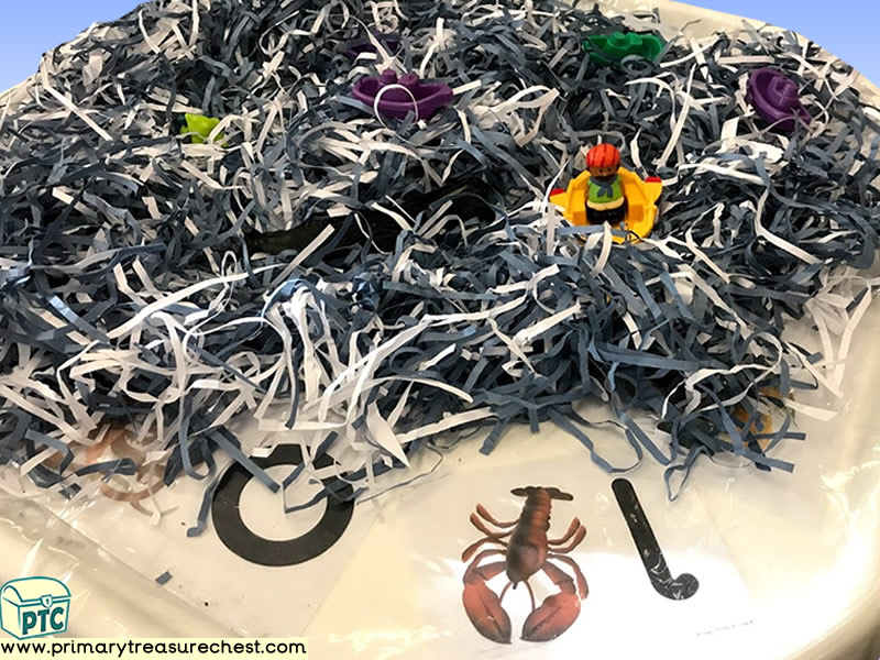 Sea life - Under the Sea - Pirate Themed Phonics - Phonic Readiness - Letter Sound - Multi-sensory - Shredded Paper Tuff Tray Ideas and Activities
