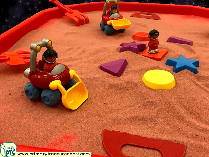 Space - Astronaut - Mars Themed Small World Multi-sensory Coloured Sand Tuff Tray Ideas and Activities