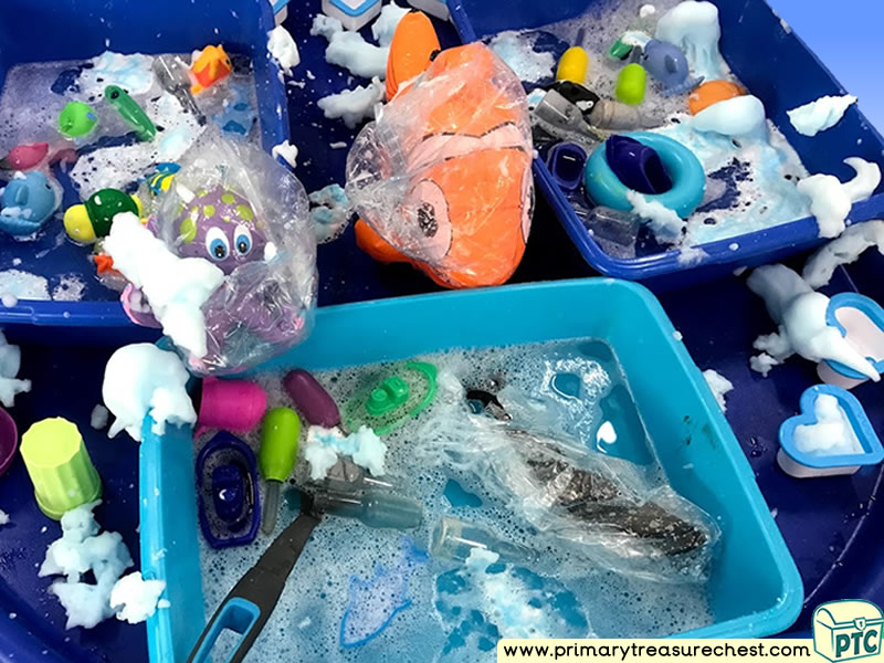 Under the Sea - Plastic Pollution - Recycling Themed Water Multi-sensory Tuff Tray Ideas and Activities