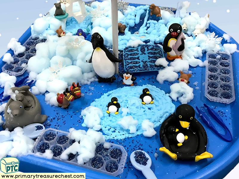 Winter – Penguin - Polar Animals Themed Small World Multi-sensory – Mouldable Soap - Rice Tuff Tray Ideas and Activities