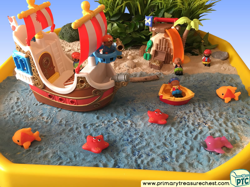 Pirates - Pirate Island Themed Small World Multi-sensory - Sand Tuff Tray Ideas and Activities