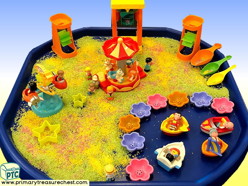 Seaside - Beach - Funfair Themed Small World Multi-sensory – Coloured Rice Tuff Tray Ideas and Activities