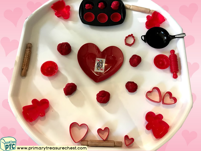 Valentine’s Day - Dydd Santes Dwynwen – Queen of Hearts Themed Playdough Multi-sensory – Playdough Tuff Tray Ideas and Activities