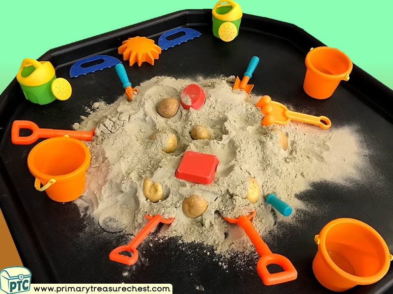 Farm - Farm Food - Potato - Harvest Themed Sand Multi-sensory Tuff Tray Ideas and Activities