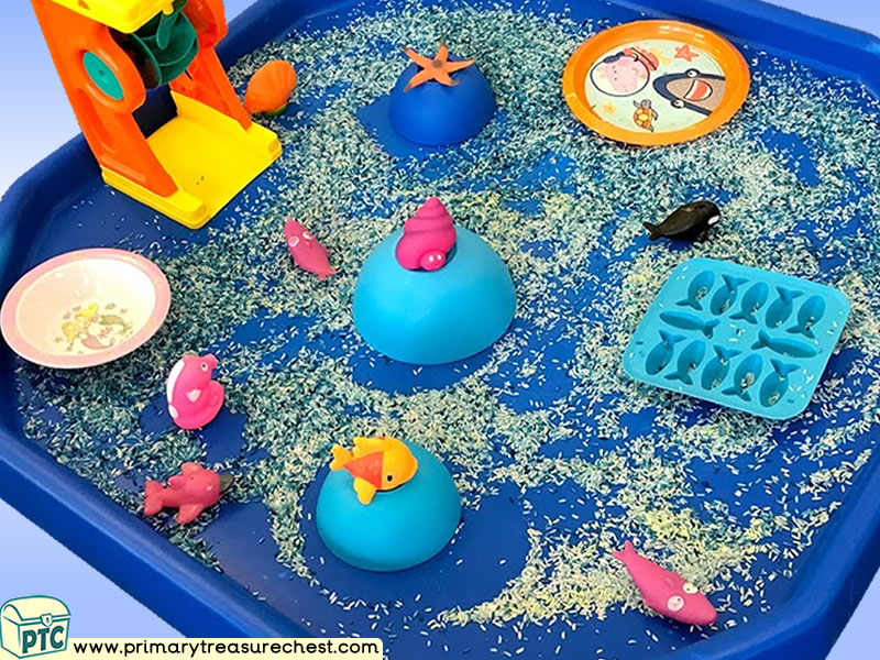 Sea life - Under the Sea - Themed Small World - Multi-sensory - Rice Tuff Tray Ideas and Activities