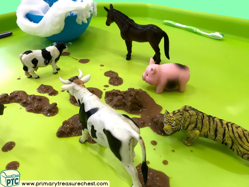 Farm - Farm Animals - Cleaning - Odd One Out Themed Discovery Multi-sensory Tuff Tray Ideas and Activities