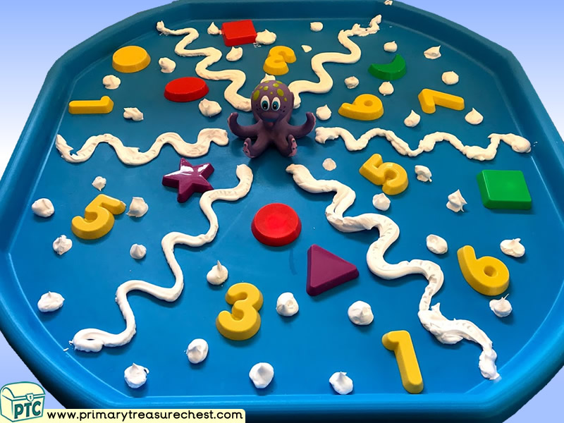Sea life - Under the Sea - Octopus Themed Numbers Multi-sensory - Mouldable Soap Tuff Tray Ideas and Activities