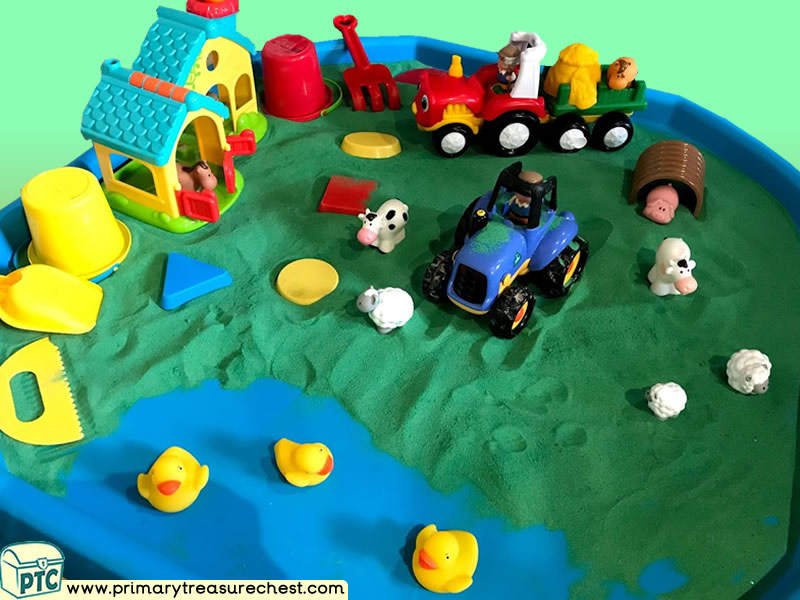 Farm Animals - Farmer - Farm Themed Small World Multi-sensory Sand Tuff Tray Ideas and Activities