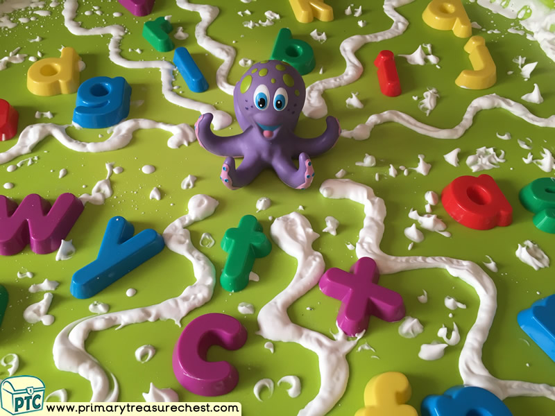 Sea life - Under the Sea - Octopus Themed Phonics - Phonic Readiness - Letter Sound Multi-sensory - Mouldable Soap Tuff Tray Ideas and Activities