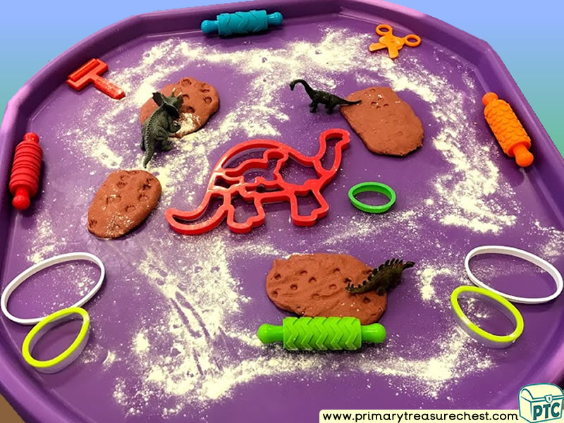 Dinosaurs - Dinosaur Eggs Themed Playdough - Multi-sensory - Tuff Tray Ideas and Activities