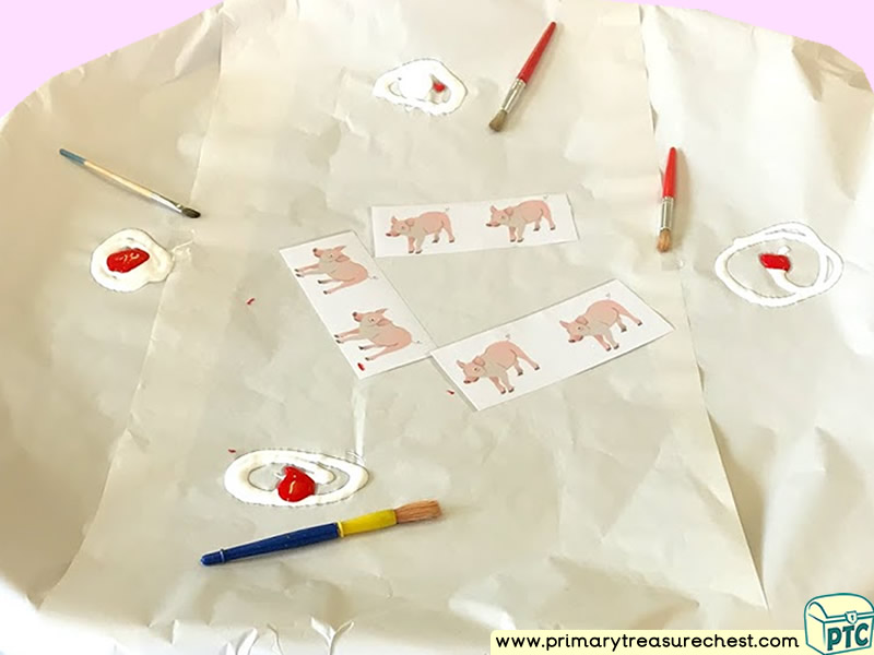 Farm - Farm Animals - Pigs Themed Colour Mixing Multi-sensory Poster Paints Tuff Tray Ideas and Activities
