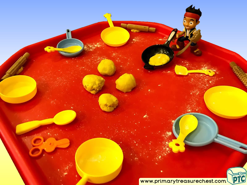 Pirates - Jake - Pancake Themed Playdough  Multi-sensory Tuff Tray Ideas and Activities
