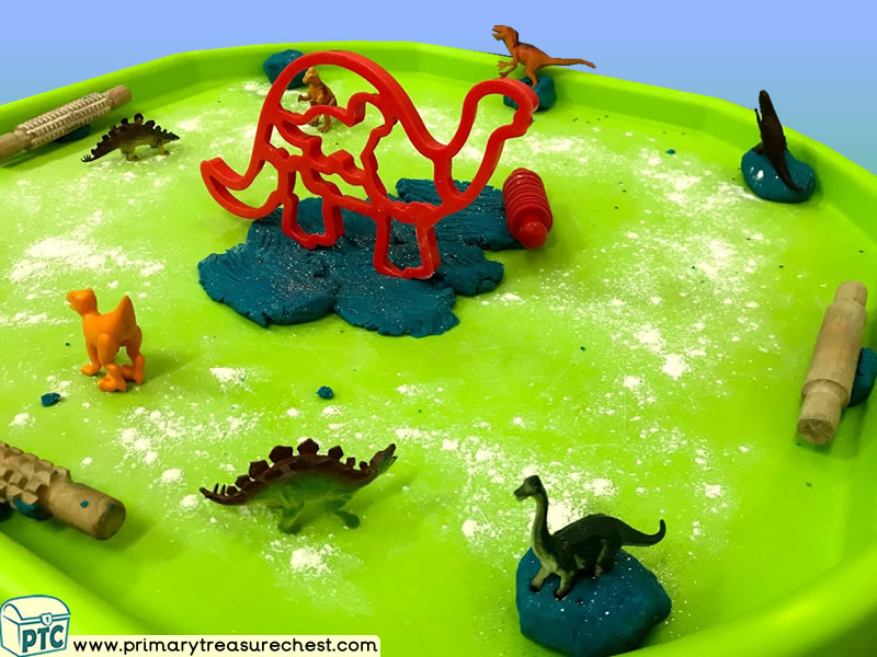 Dinosaur Themed Playdough - Multi-sensory - Tuff Tray Ideas and Activities