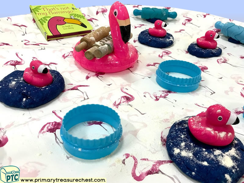 Safari - Jungle Animal - Flamingo Themed Playdough  Multi-sensory - Tuff Tray Ideas and Activities
