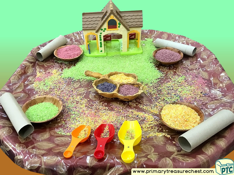 Farm Themed Multi-sensory Rice Tuff Tray Ideas and Activities
