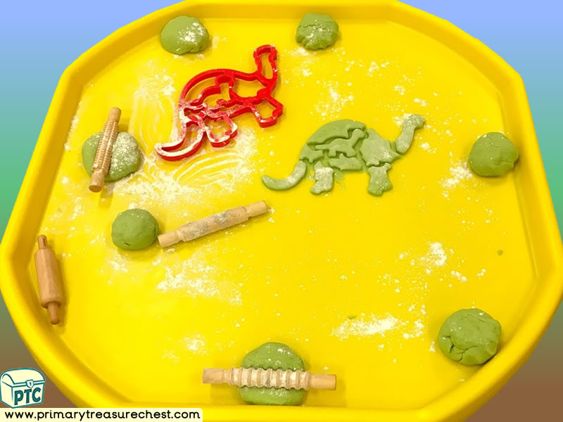 Dinosaurs Themed Playdough - Multi-sensory - Tuff Tray Ideas and Activities