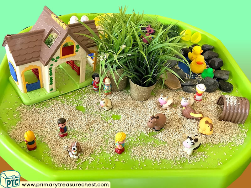 Farm Animals - Farm Themed Small World Multi-sensory Cereal Tuff Tray Ideas and Activities