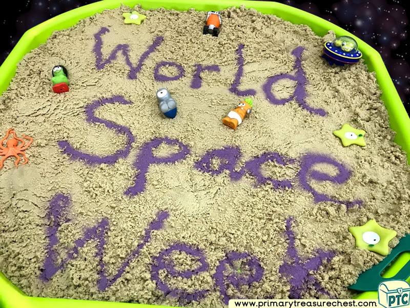 Space - Astronaut - Aliens - World Space Week Themed Sand Multi-sensory Tuff Tray Ideas and Activities