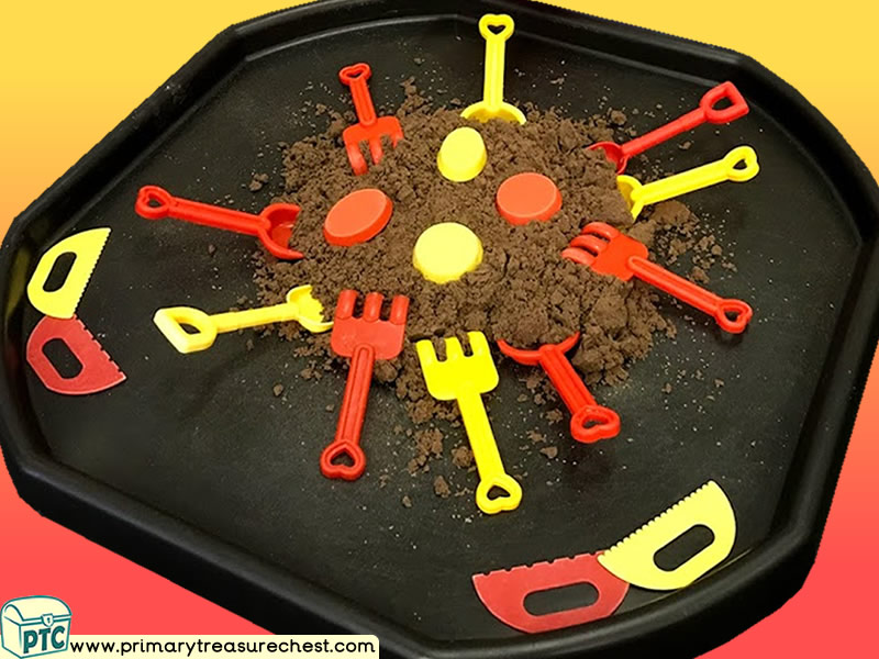 Chinese New Year Themed Shapes Multi-sensory Sand Tuff Tray Ideas and Activities