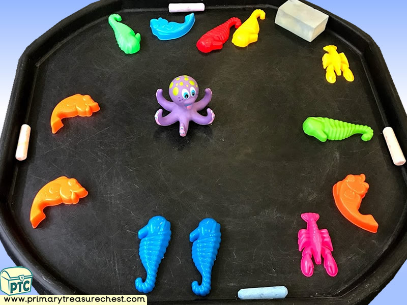 Sea life - Under the Sea Themed Mark Making Pre-Writing Patterns Letter Formation Multi-sensory - Jumbo Chalks Tuff Tray Ideas and Activities