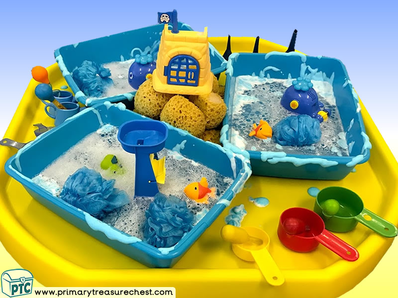 Pirates - Treasure - Pirate Island Themed Water Multi-sensory - Sponges Tuff Tray Ideas and Activities