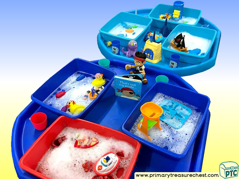 Pirates - Jake Themed Water Multi-sensory - Sponges Tuff Tray Ideas and Activities