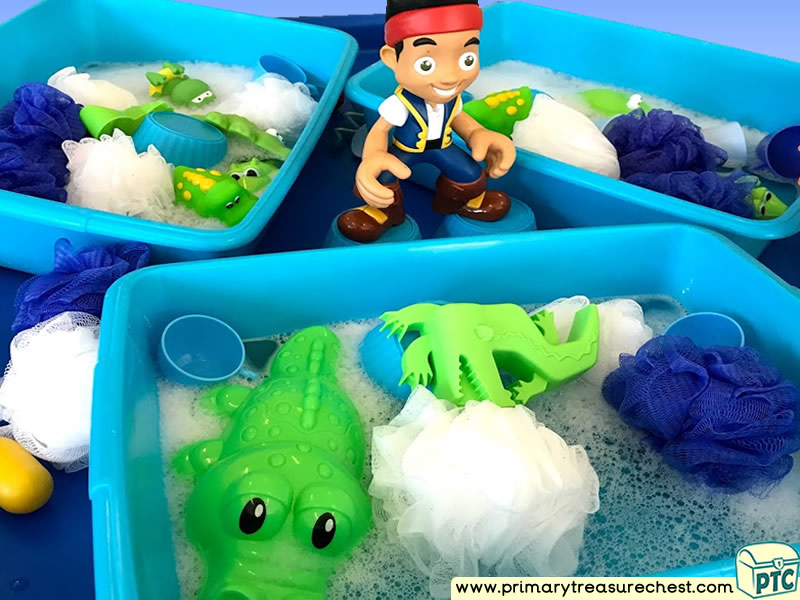 Pirates - Jake Themed Water Multi-sensory - Sponges Tuff Tray Ideas and Activities