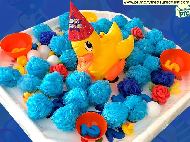 Birthday - Duck Themed Numbers Multi-sensory - Sponges Tuff Tray Ideas and Activities