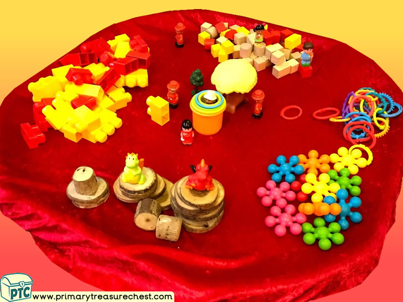 Chinese New Year Themed Small World Construction Multi-sensory Tuff Tray Ideas and Activities