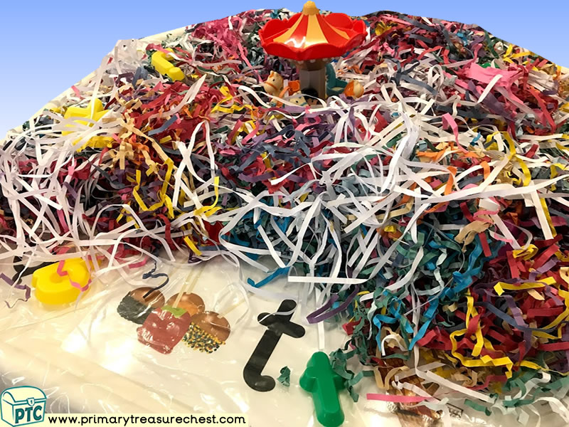Fairground - Funfair - Fayre - Seaside Themed Phonics - Phonic Readiness - Letter Sound Multi-sensory - Shredded Paper Tuff Tray Ideas and Activities