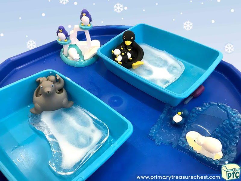 Winter – Polar Animals Themed Water - Discovery Multi-sensory – Ice Tuff Tray Ideas and Activities