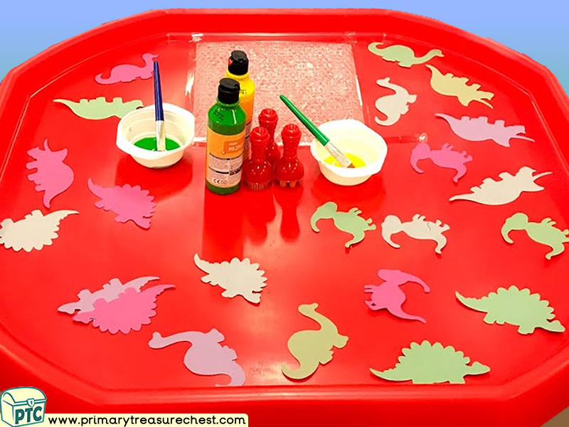 Dinosaur Themed Mark Making Pre-Writing Patterns Letter Formation - Multi-sensory - Poster Paints Tuff Tray Ideas and Activities