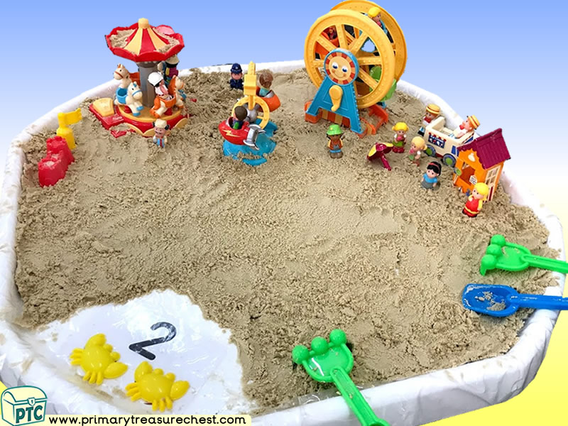 Seaside - Beach - Funfair Themed Small World Multi-sensory - Sand Tuff Tray Ideas and Activities