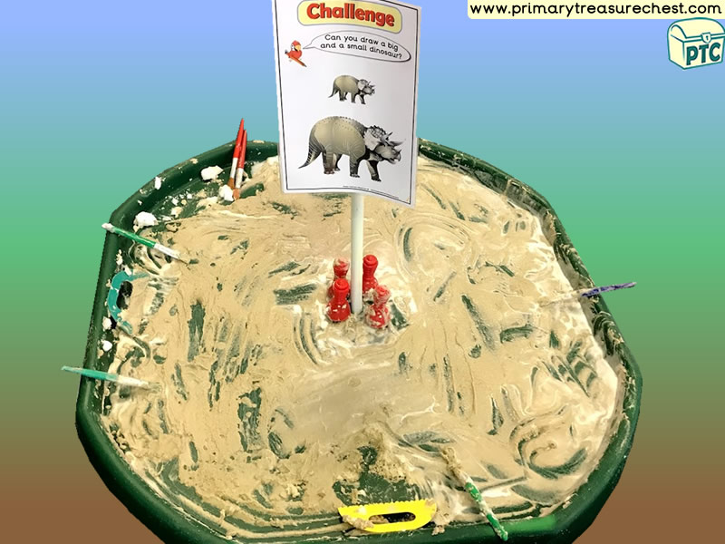 Dinosaur Themed Mark Making Pre-Writing Patterns Letter Formation - Multi-sensory - Sand Tuff Tray Ideas and Activities