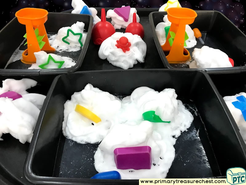 Space - Planet - Alien Themed Water Multi-sensory Mouldable Soap Tuff Tray Ideas and Activities